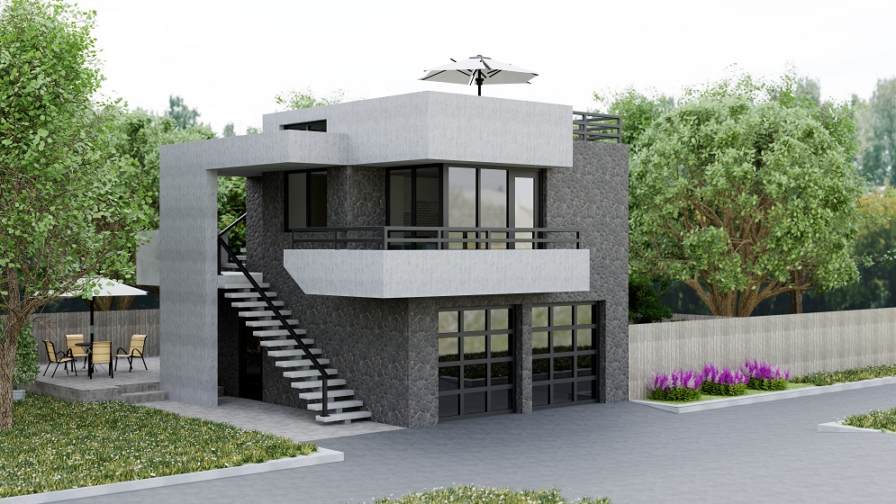 Modern 2 Storey Small House Designs In Philippines with garden and garage