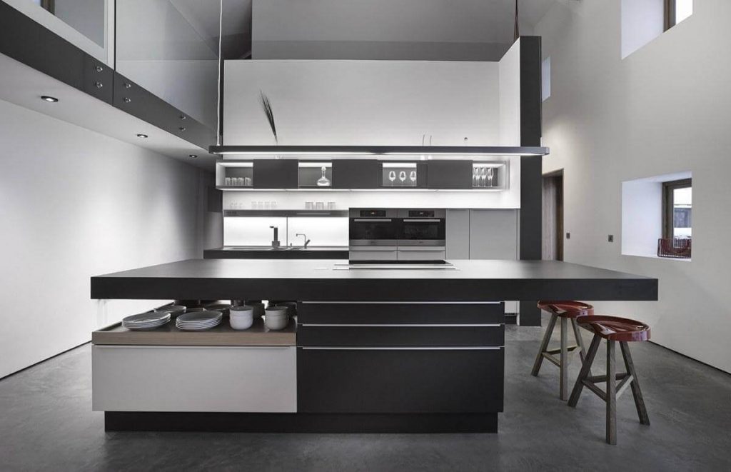 black and white kitchen