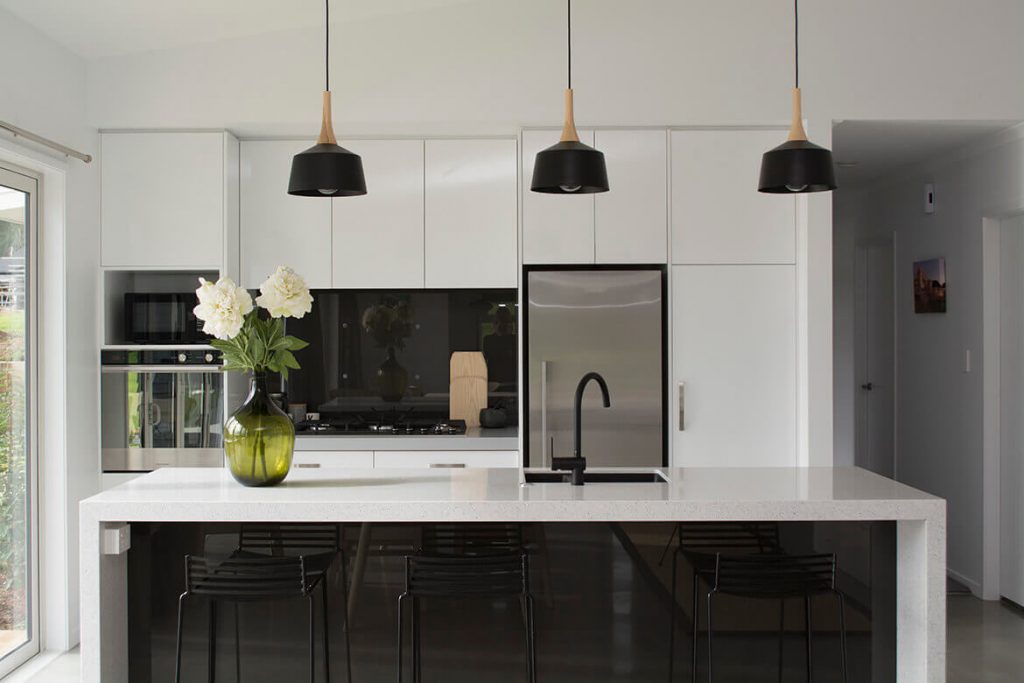 black and white kitchen