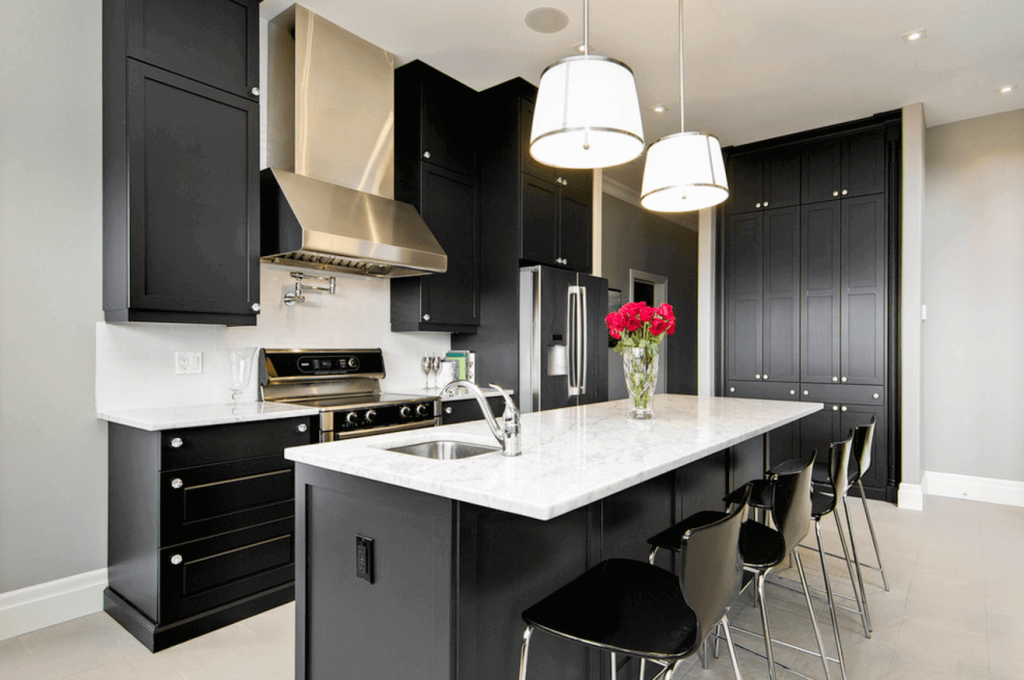 black and white kitchen