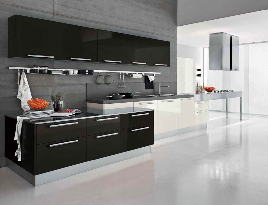 black and white kitchen