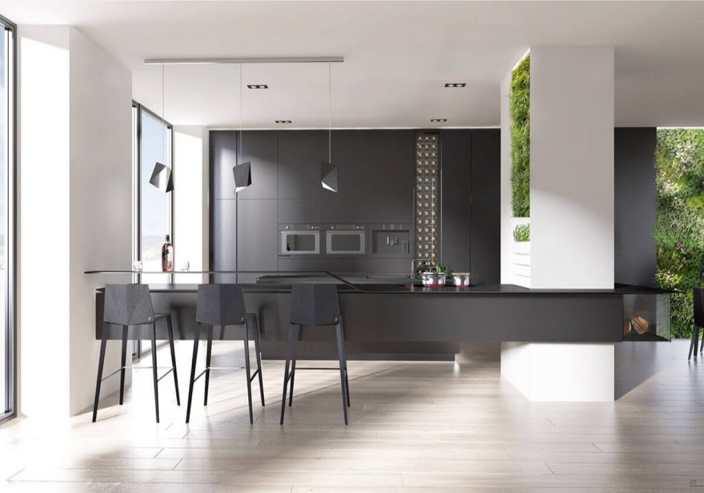 black and white kitchen