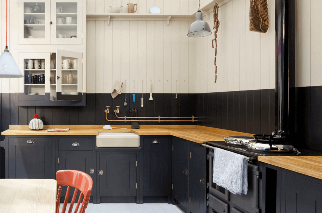 black and white kitchen