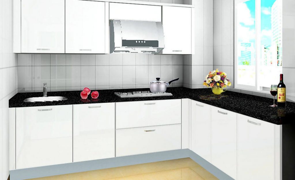 black and white kitchen