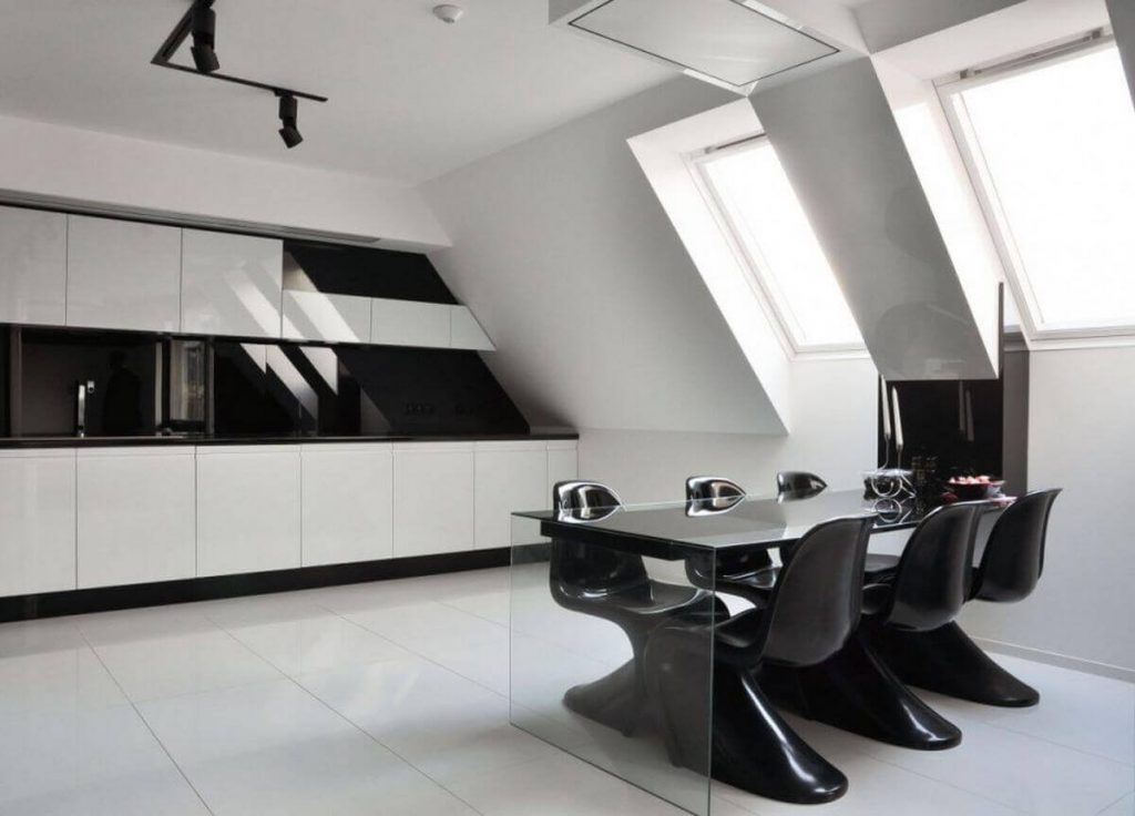 black and white kitchen