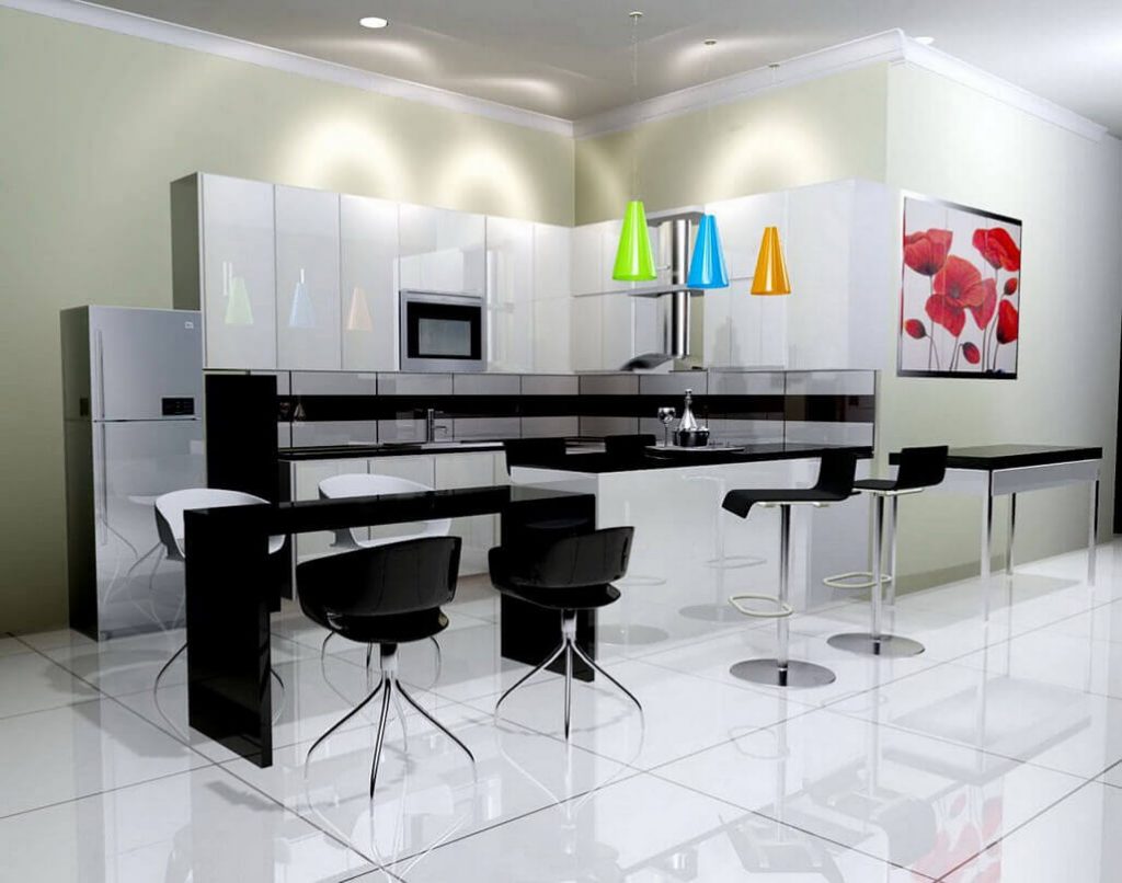 black and white kitchen