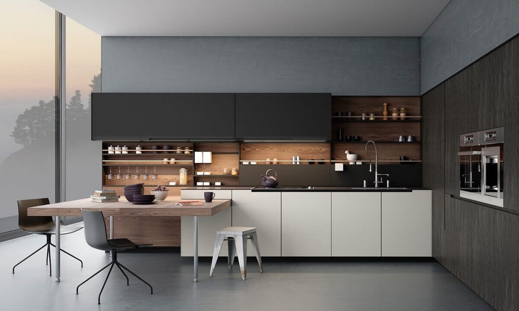 black and white kitchen