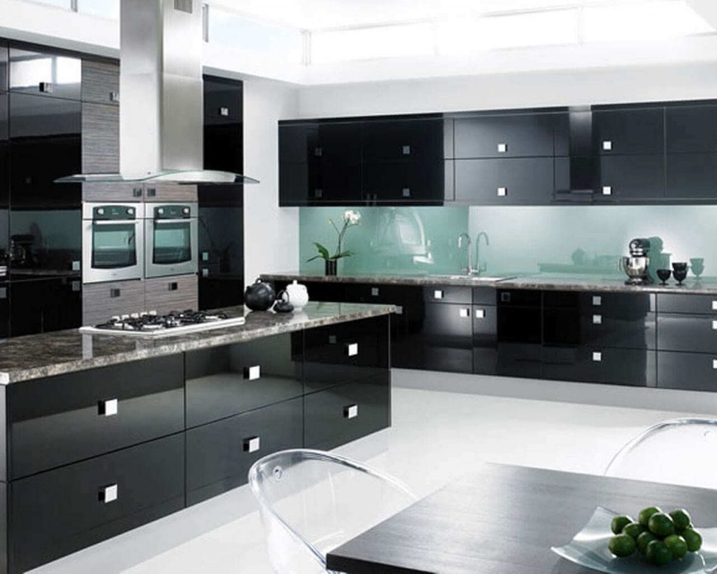 black and white kitchen