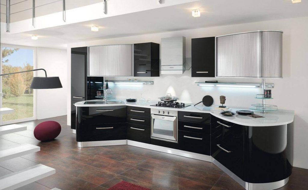 black and white kitchen