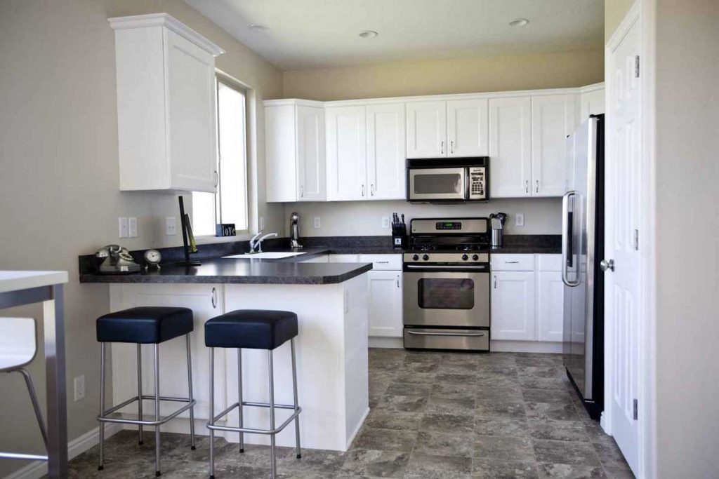 black and white kitchen