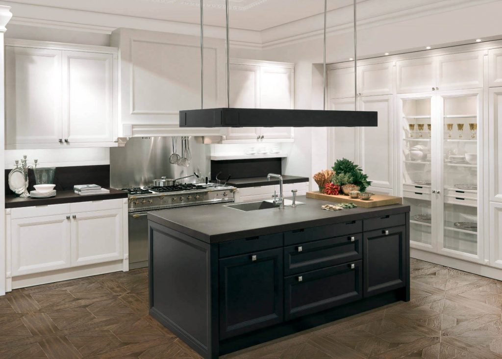 black and white kitchen