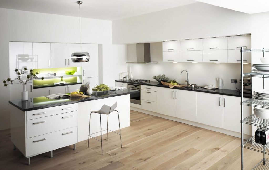 black and white kitchen