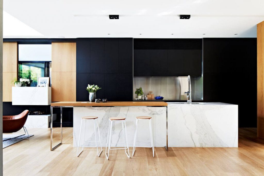 black and white kitchen