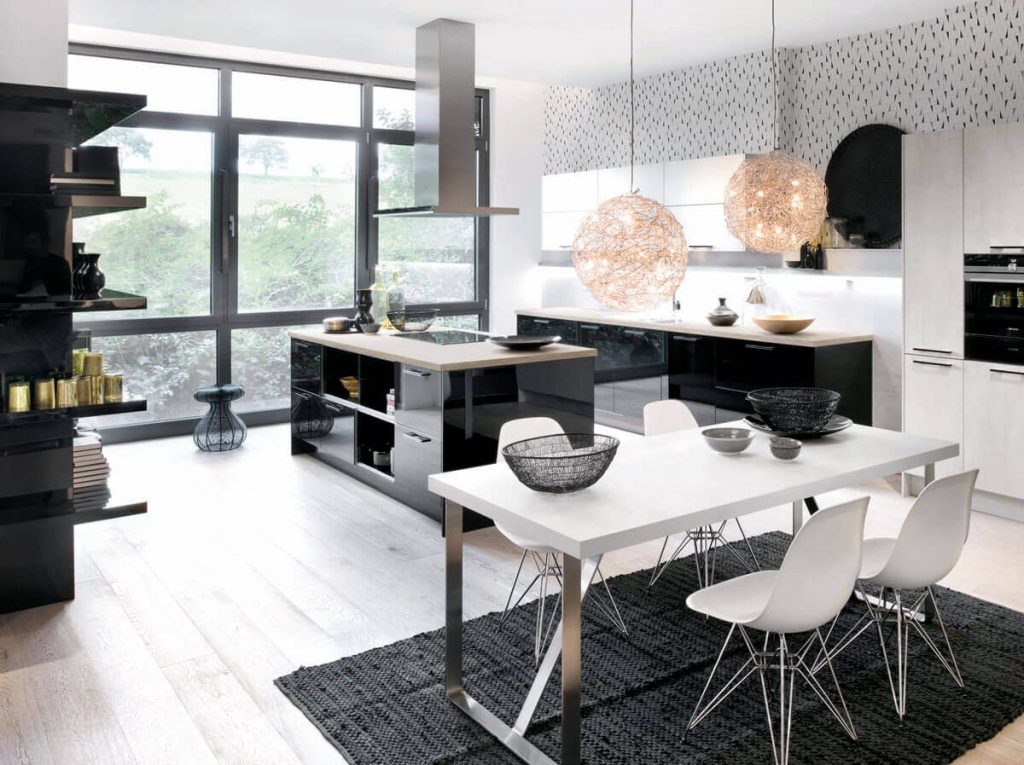 black and white kitchen