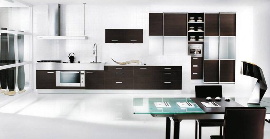 black and white kitchen