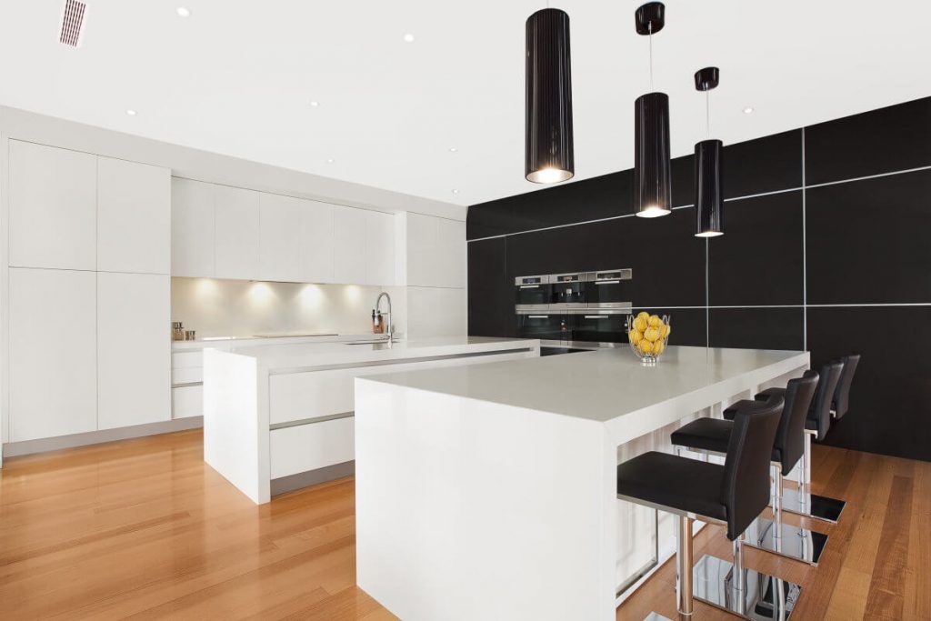 black and white kitchen