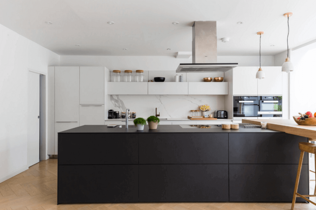 black and white kitchen