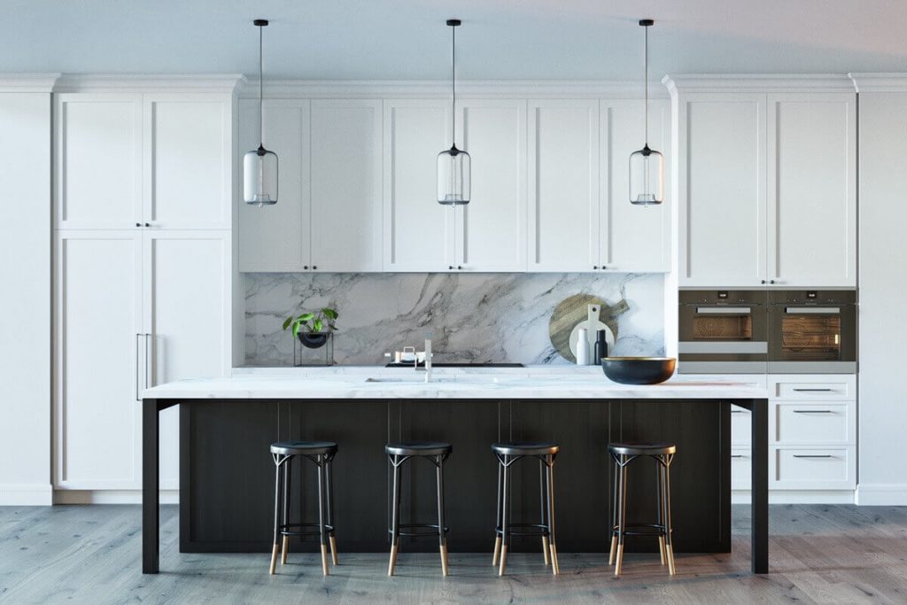 black and white kitchen