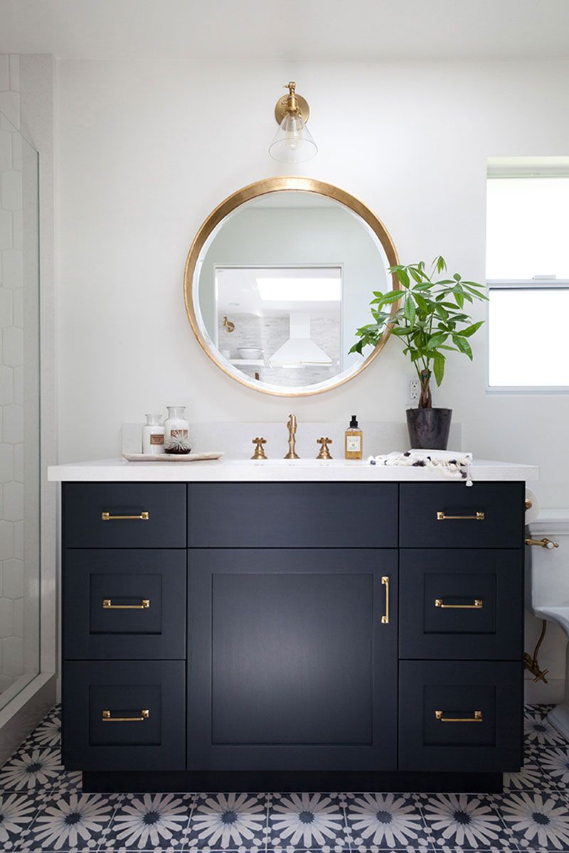 navy blue bathroom vanity