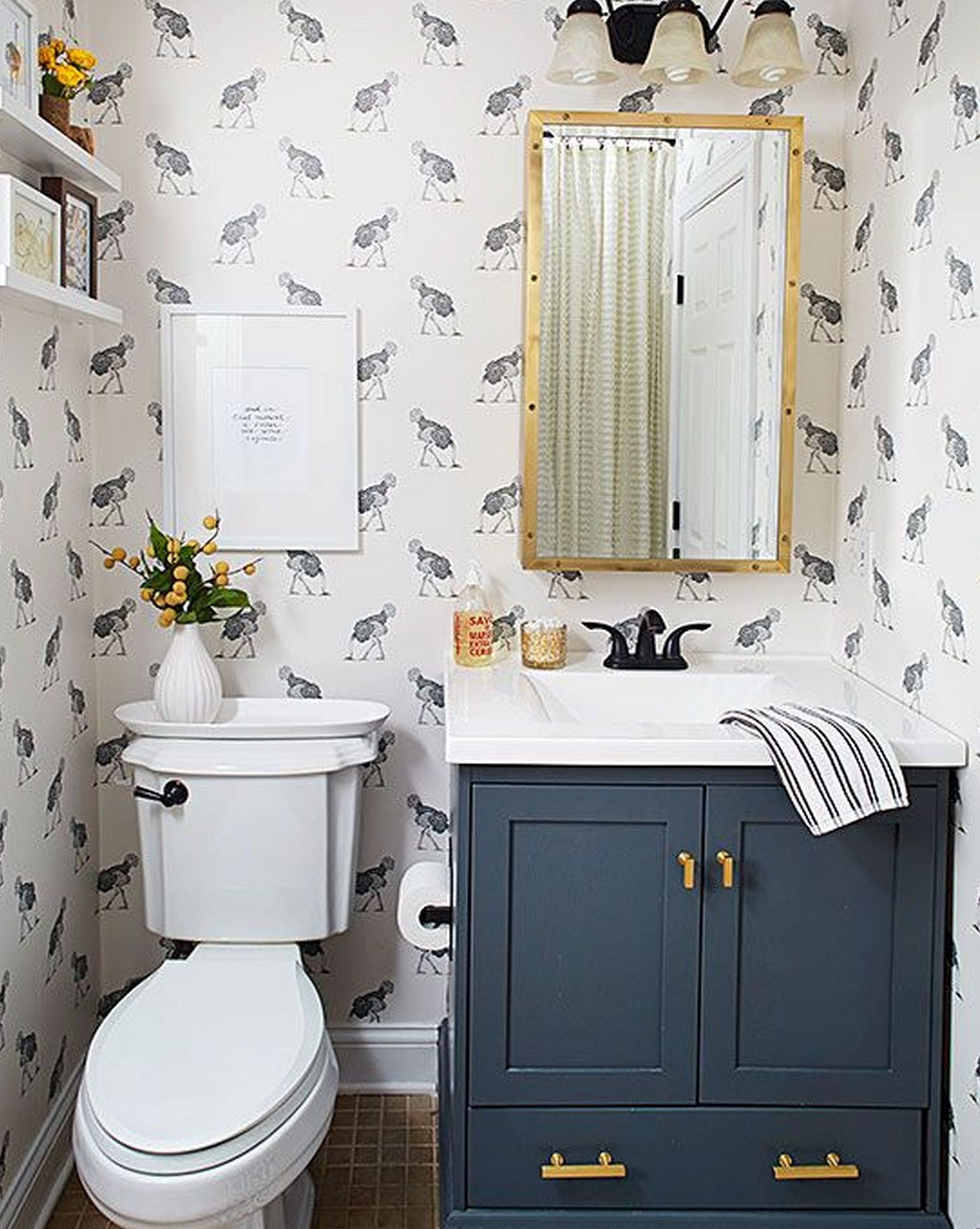 navy blue bathroom vanity