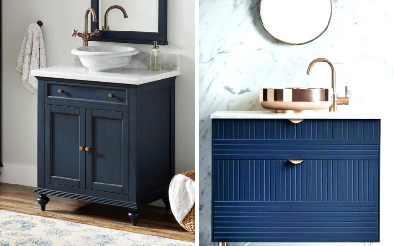 navy blue bathroom vanity