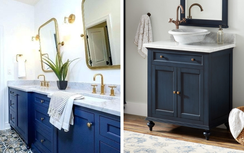 navy blue bathroom vanity