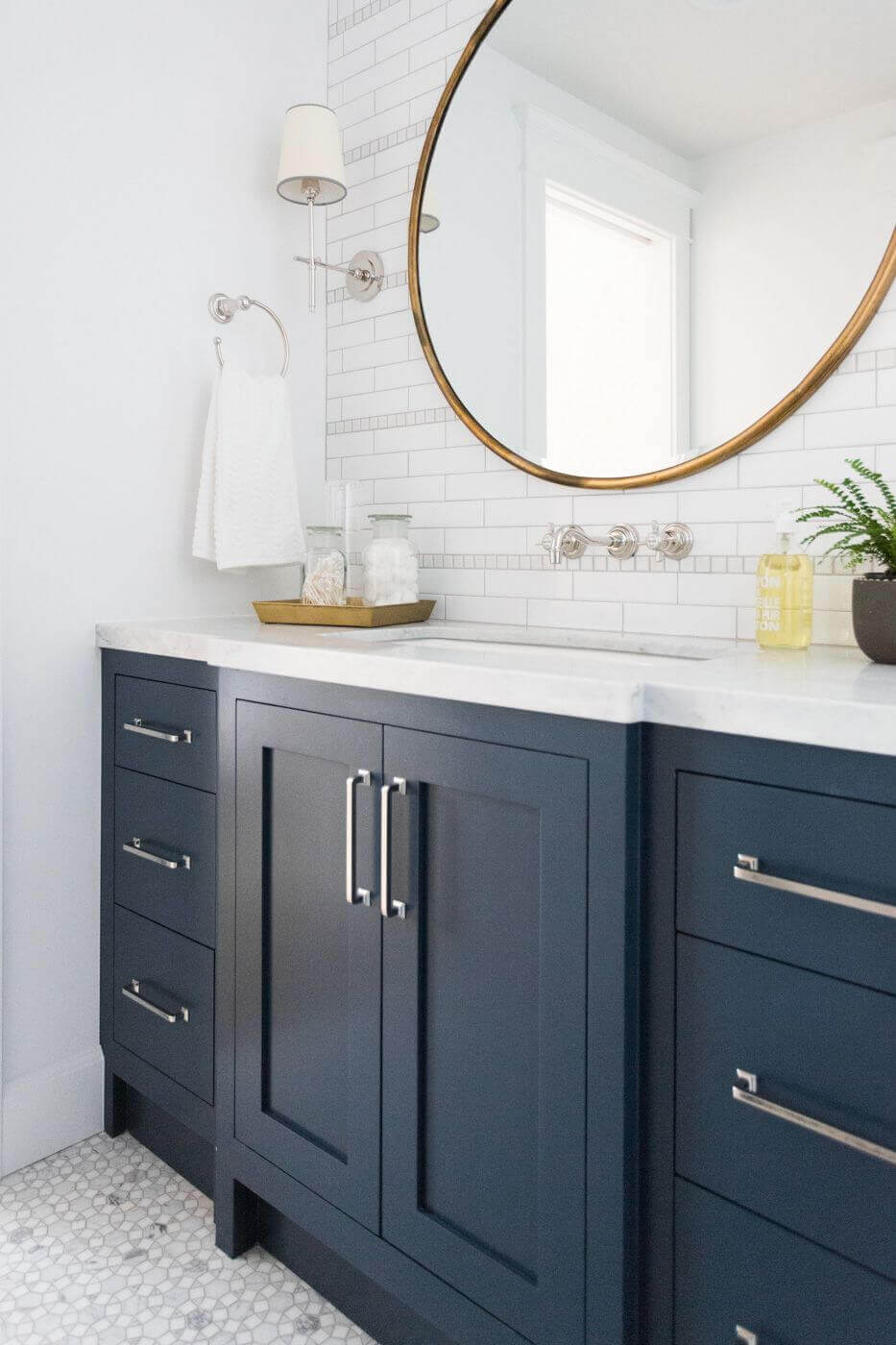 navy blue bathroom vanity