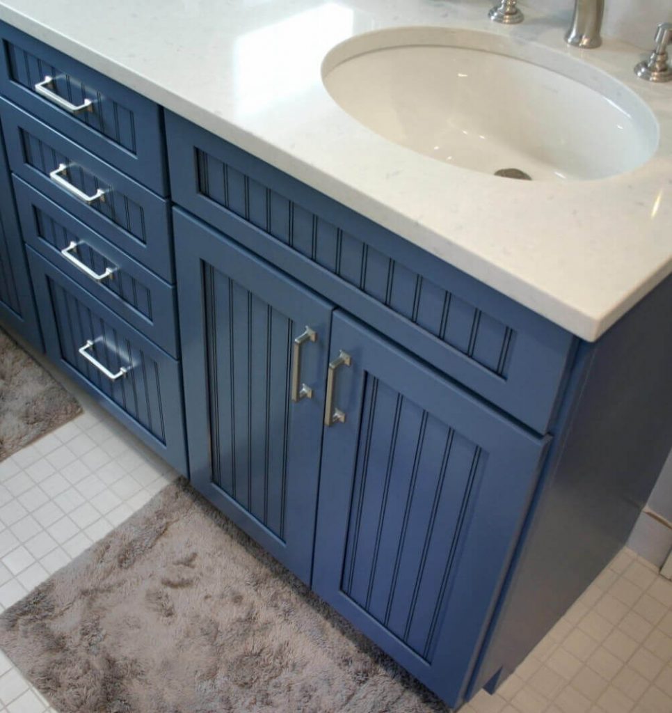 navy blue bathroom vanity