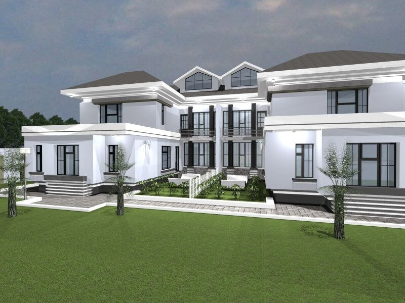 Duplex house in Nigeria with large garden white colour 