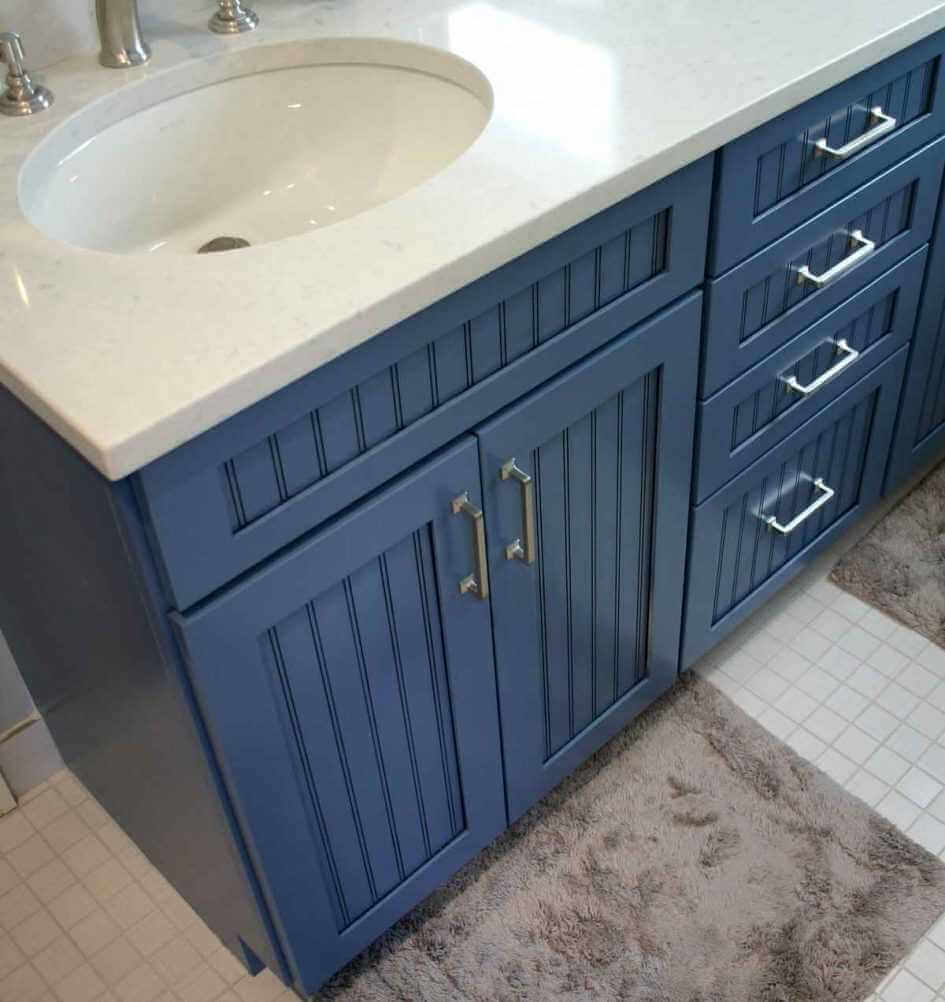 navy blue bathroom vanity