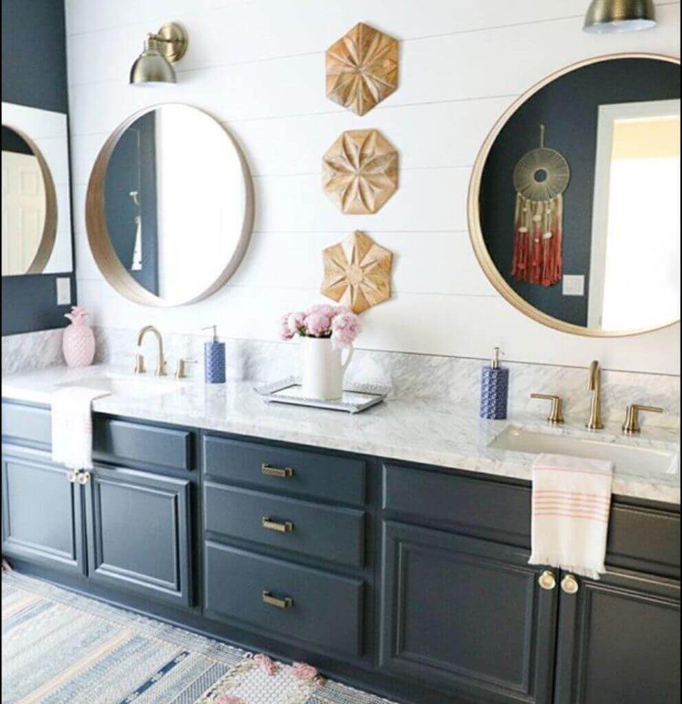 navy blue bathroom vanity