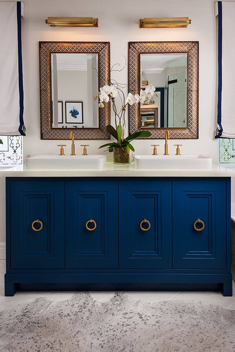 navy blue bathroom vanity