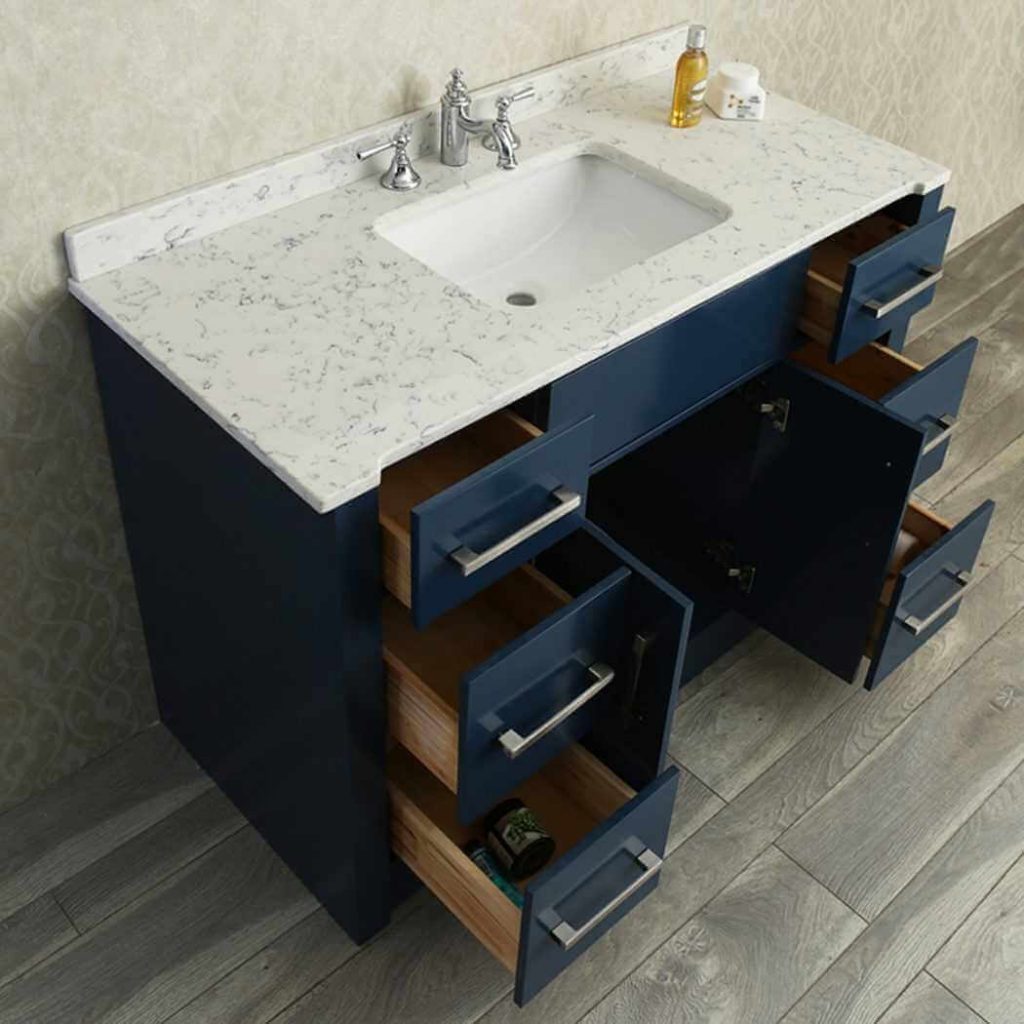 navy blue bathroom vanity