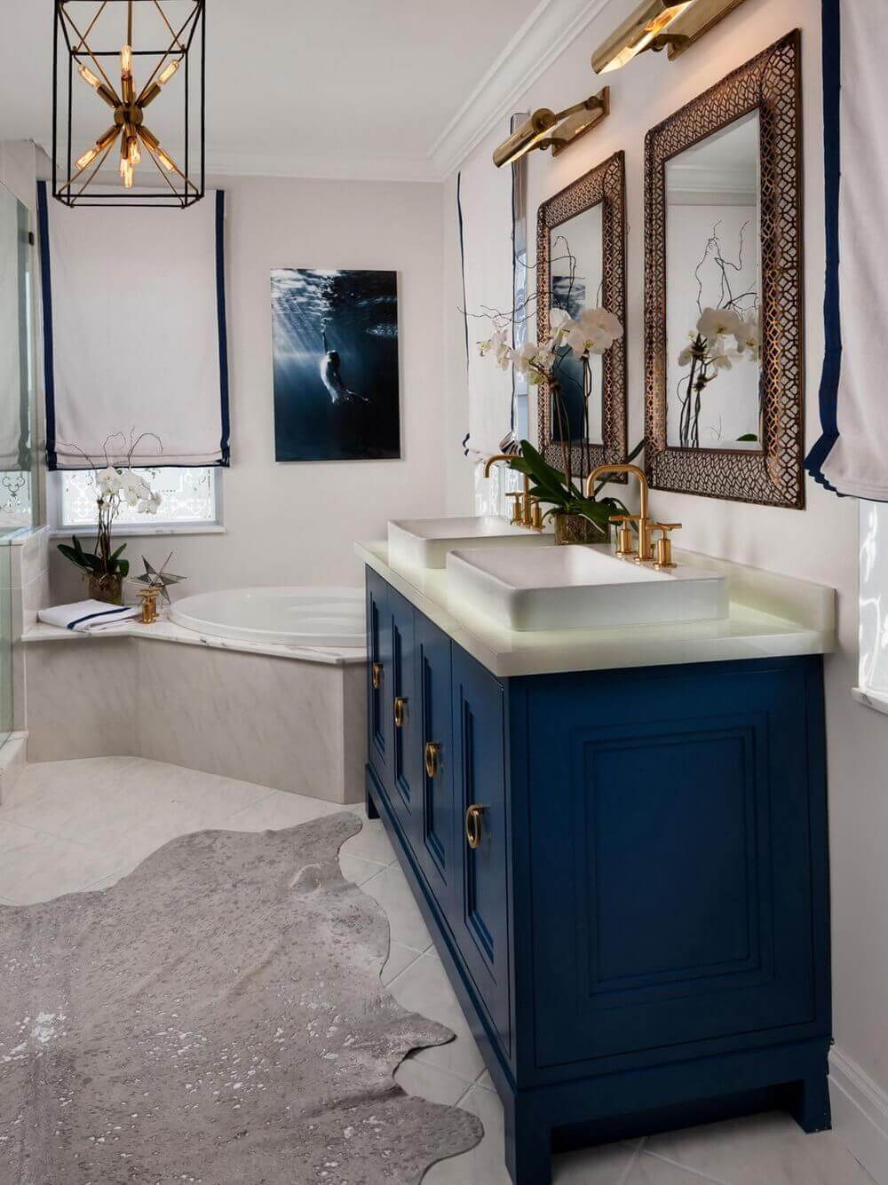 navy blue bathroom vanity