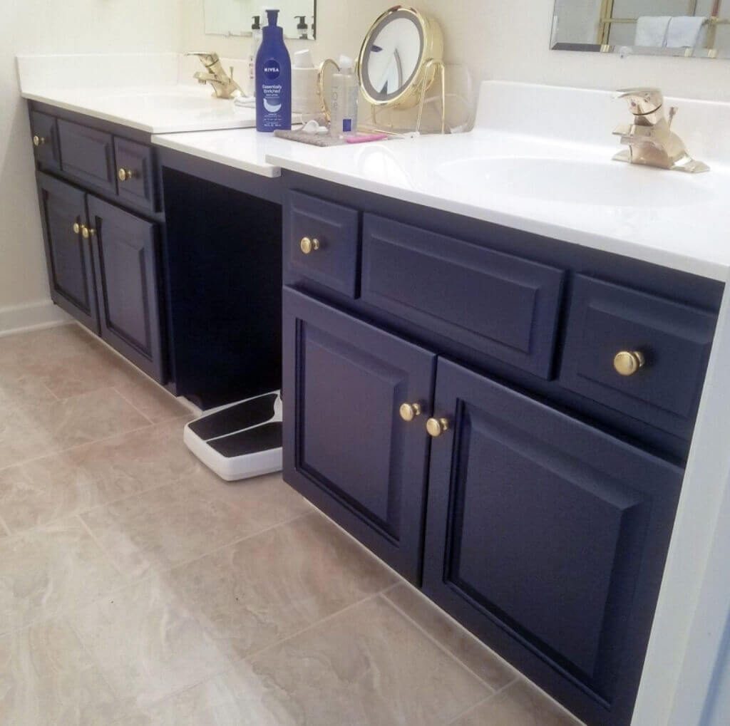 navy blue bathroom vanity