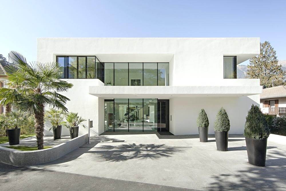 Beautiful white house in Nigeria with large portion of windows