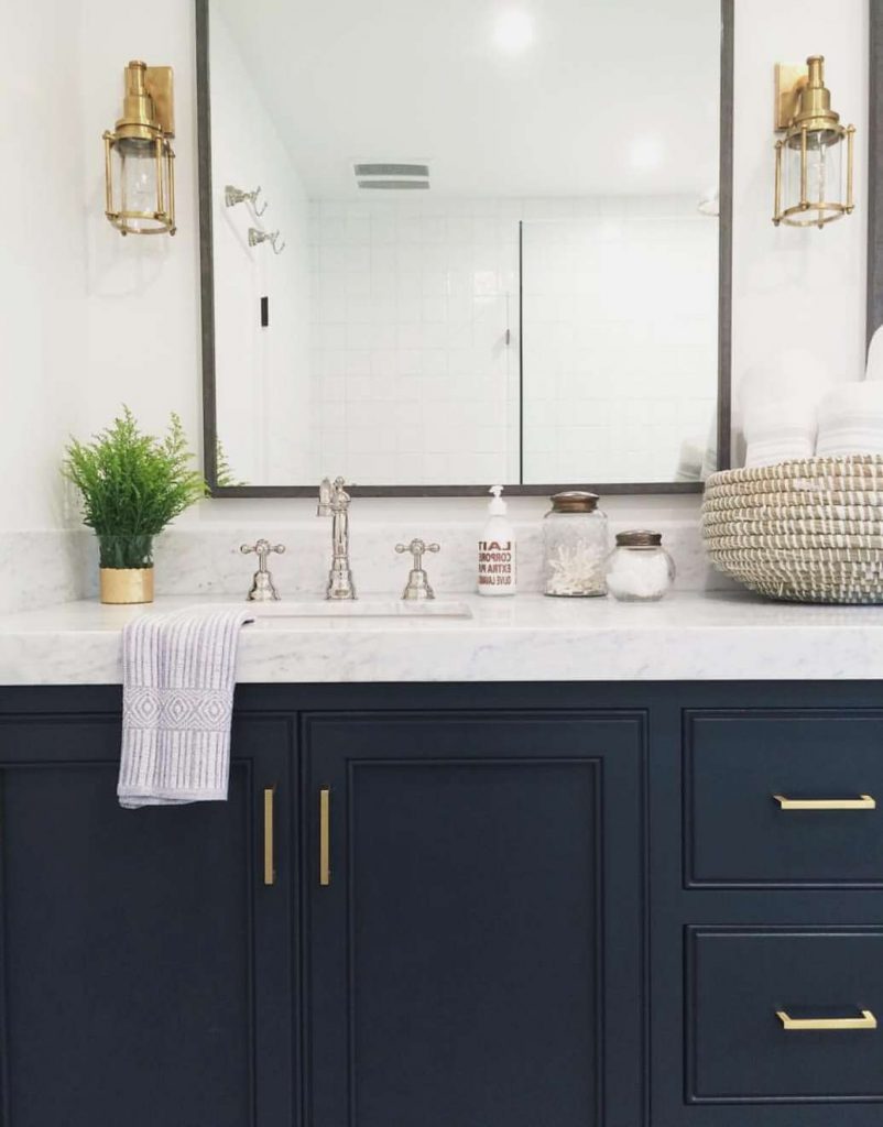 navy blue bathroom vanity