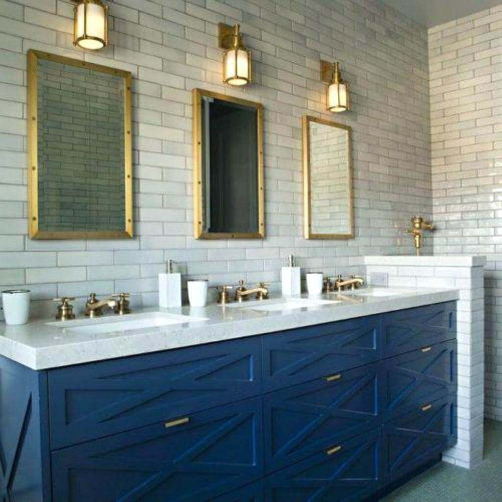 Navy blue vanity bathroom