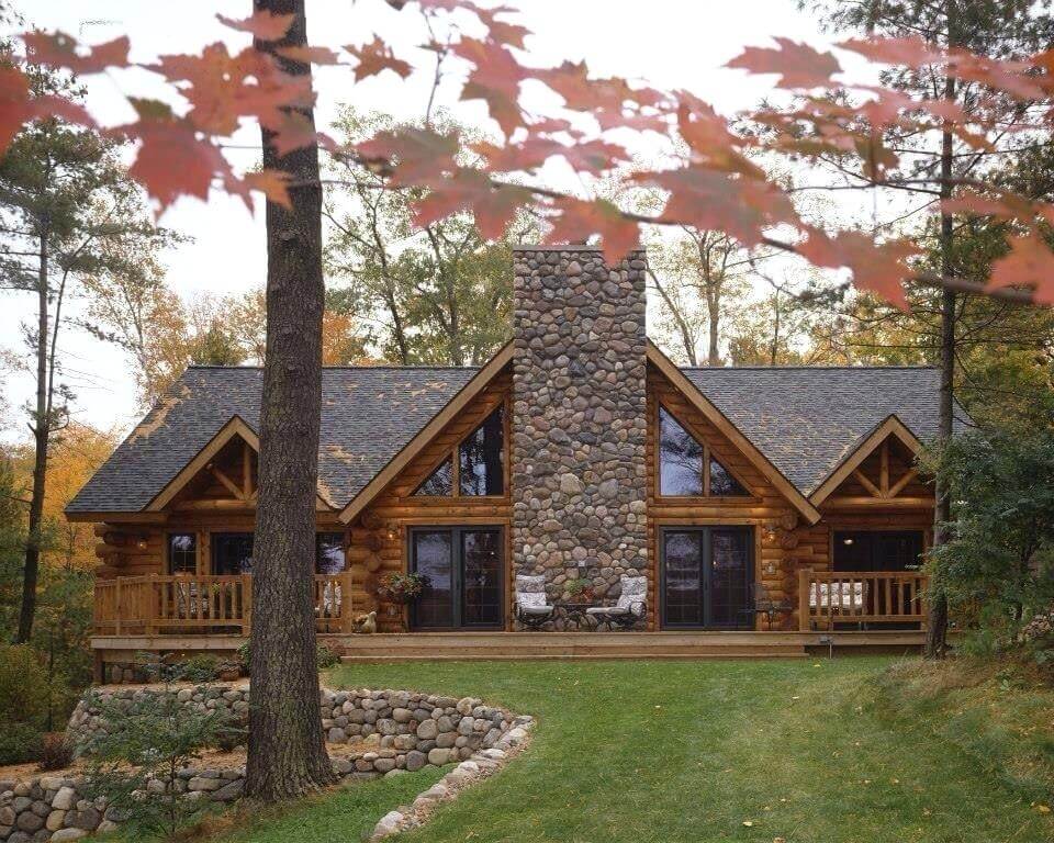 timber and stone house