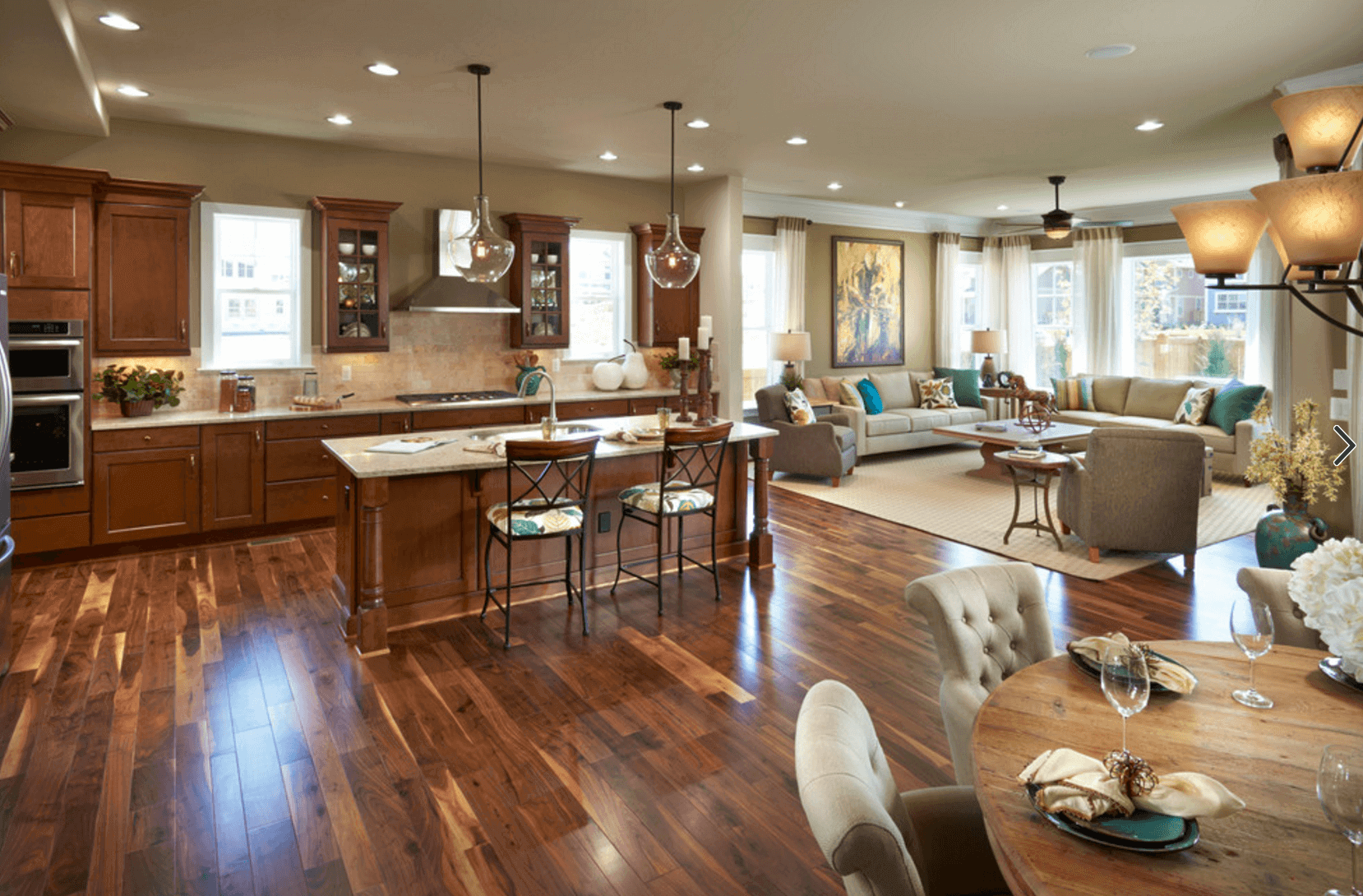 Open Concept Country Kitchen And Living Room