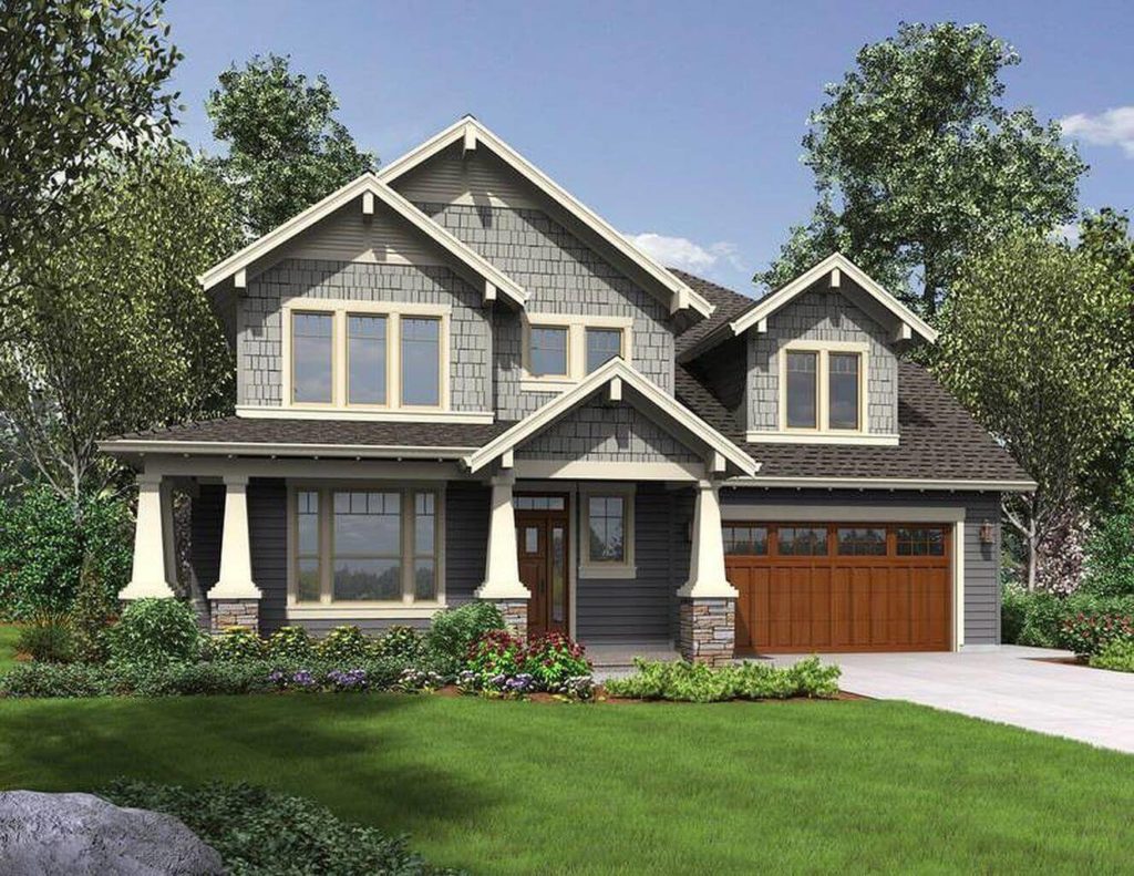 Traditional Front Elevation | Craftsman Style Homes, Craftsman Style