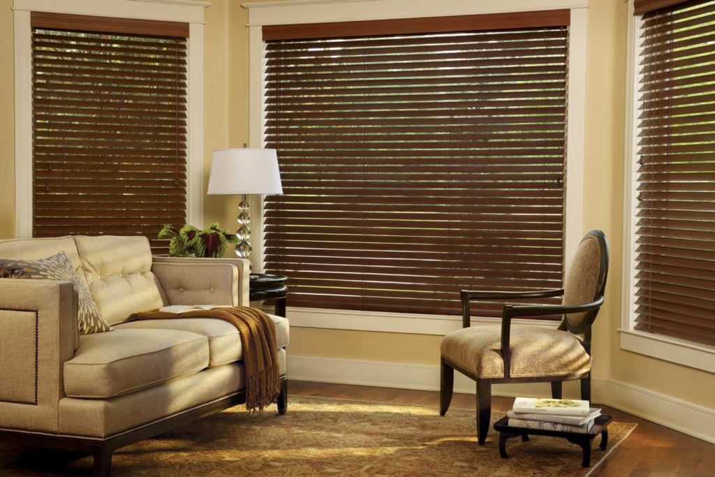 wood blinds in living room