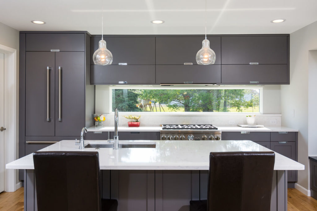 modern kitchen design with window