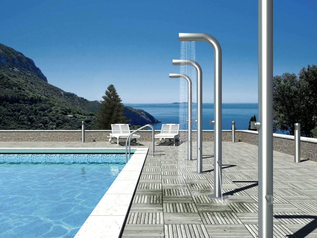 outdoor shower ideas for swimming pools areas