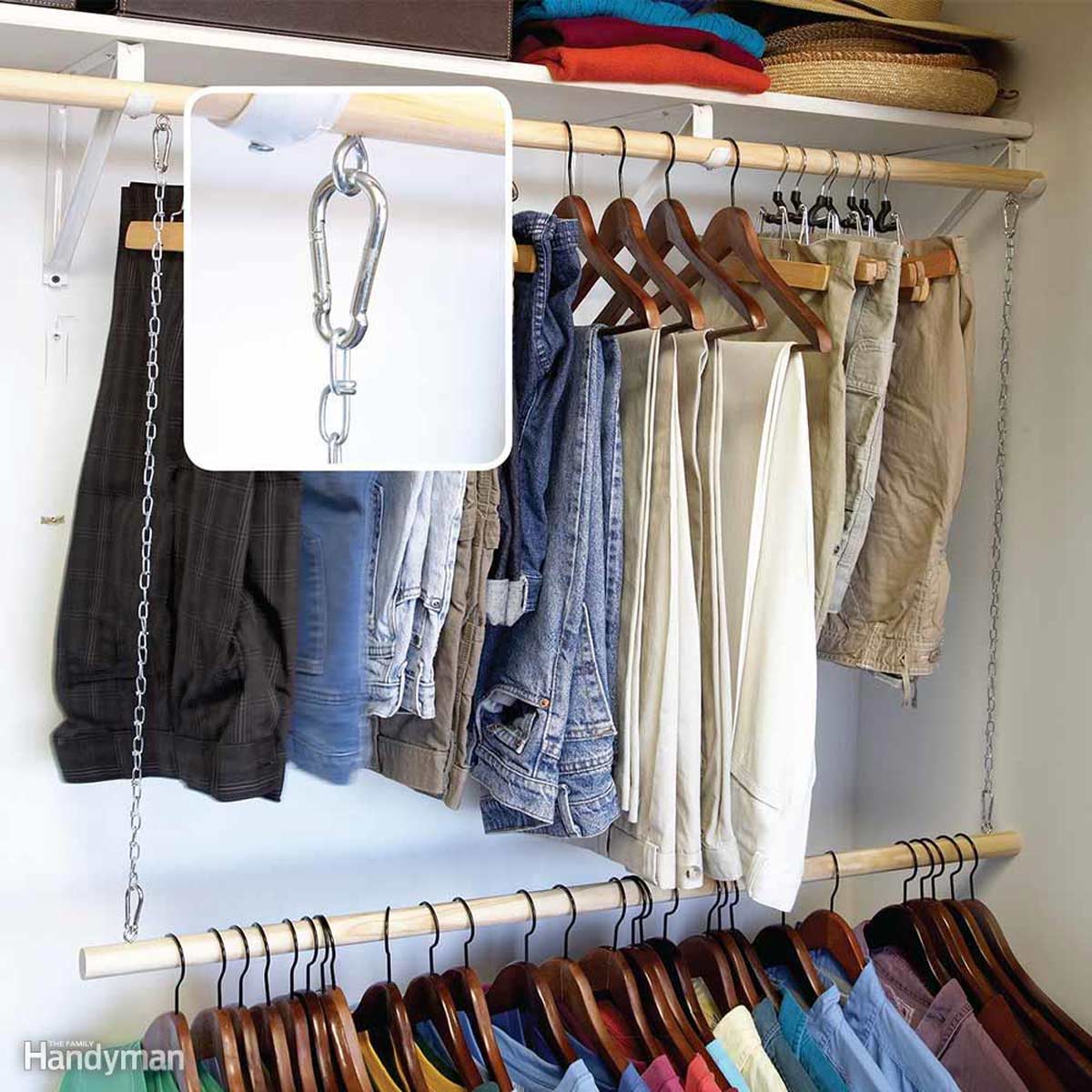 Double hang closet organiser