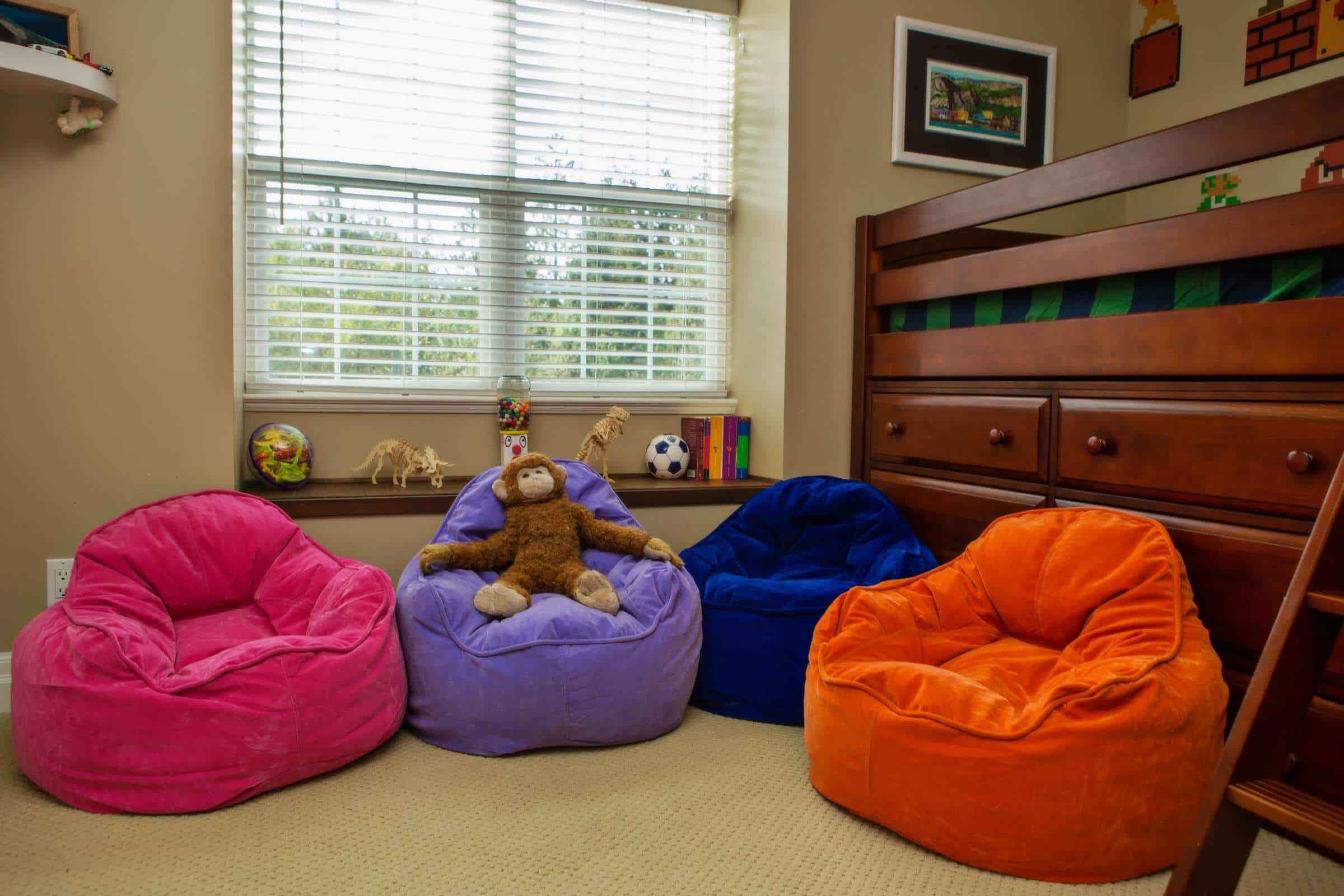 living room decor with bean bags