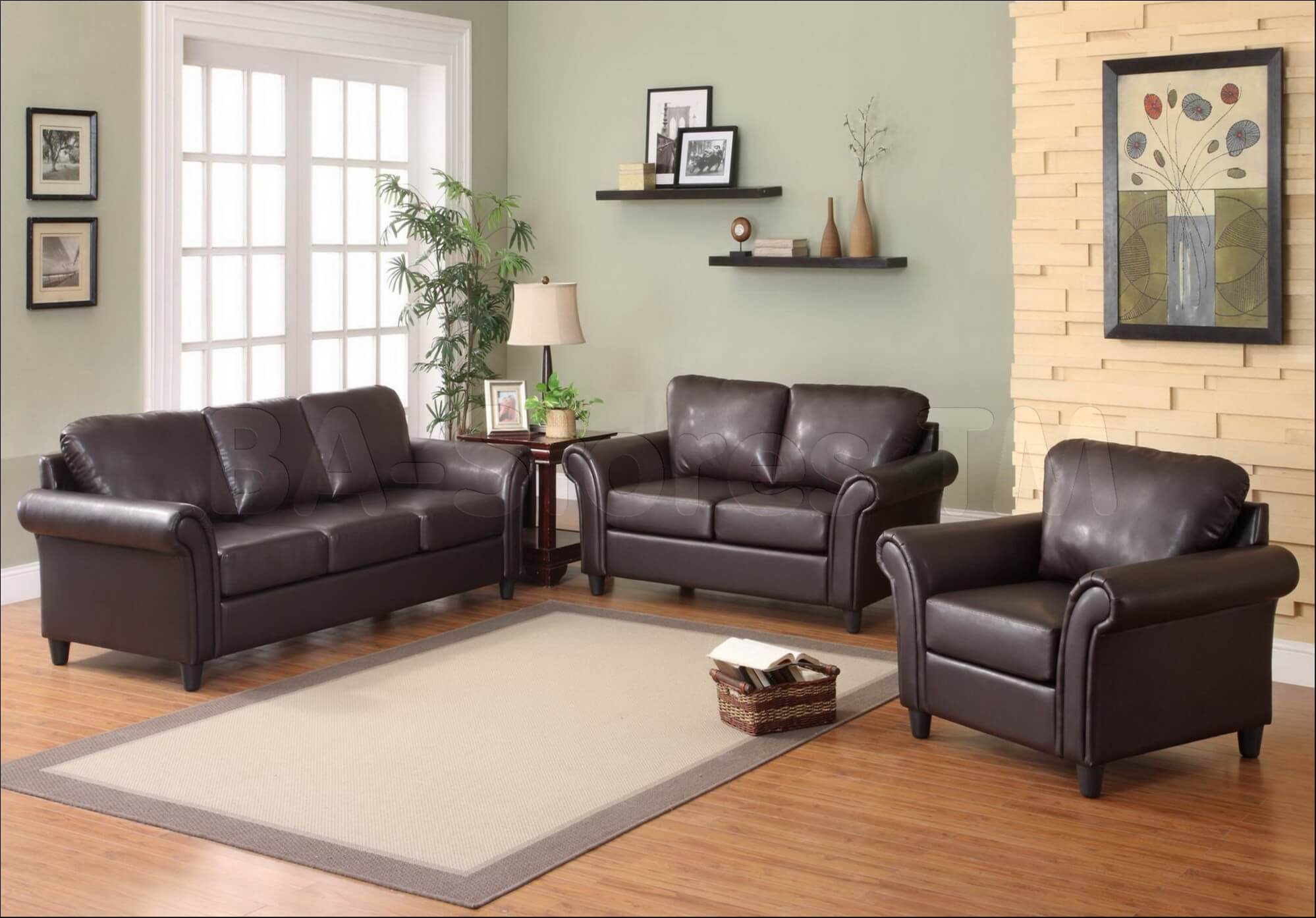 Living Room Decorating Ideas Dark Brown Leather Sofa : gray patterned