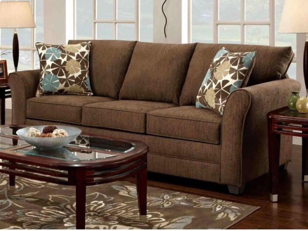 decorate living room with brown couch