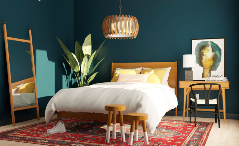 A Stylist Blue Accent Wall for Bedroom Design Ideas