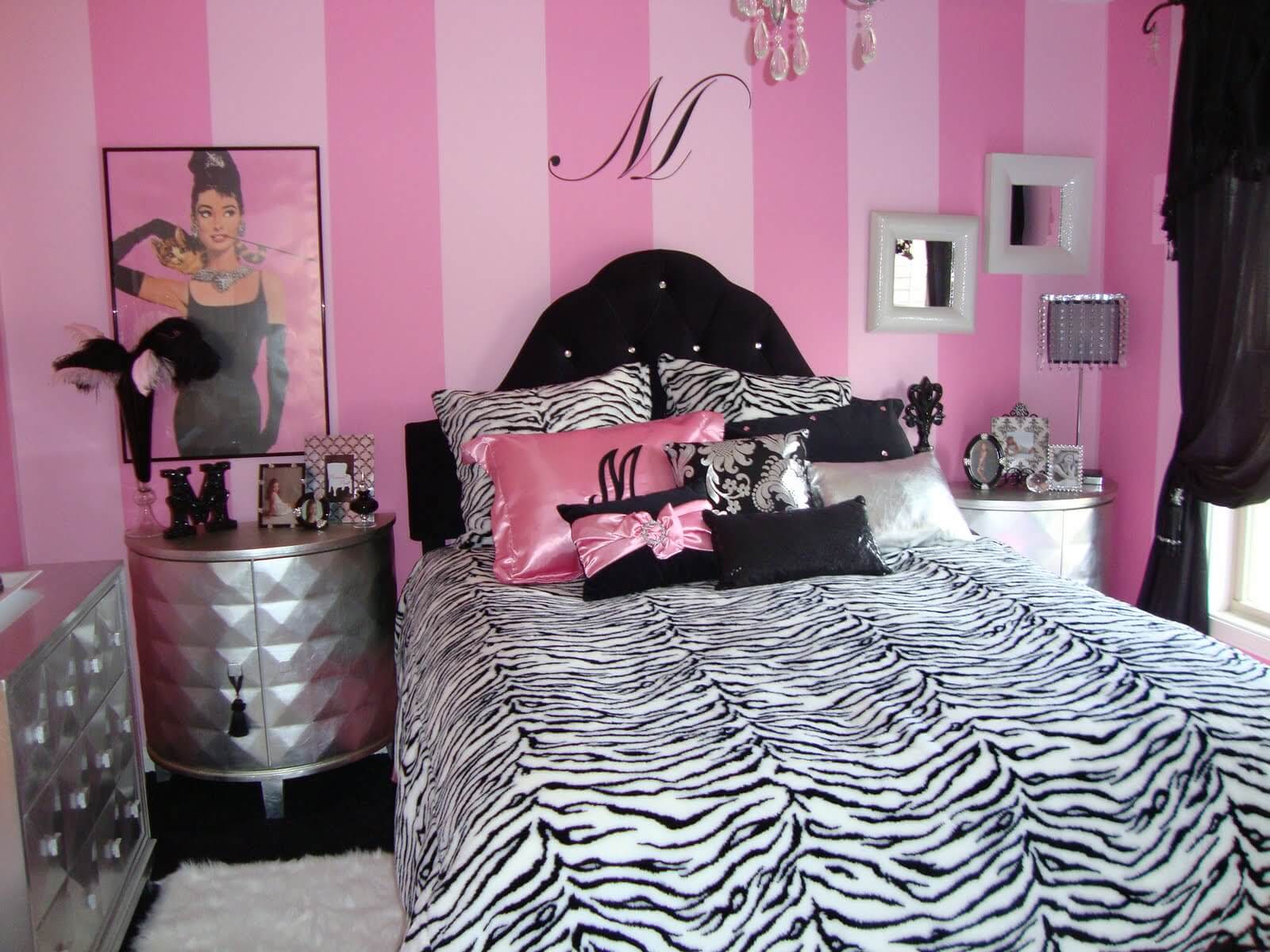 Zebra teenage bedroom room girls ideas bedding purple two walls dark walk wild take side designs source enchanting